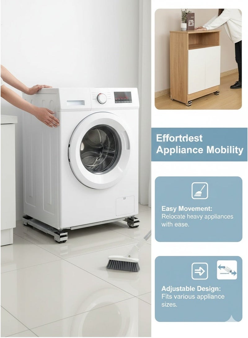 ZEESQUARE Machine Stand Adjustable Moving Roller for Home Appliances Washing Machines Refrigerators Dryers Dishwashers Heavy Power Tools and Equipment with Wheels - Image 2